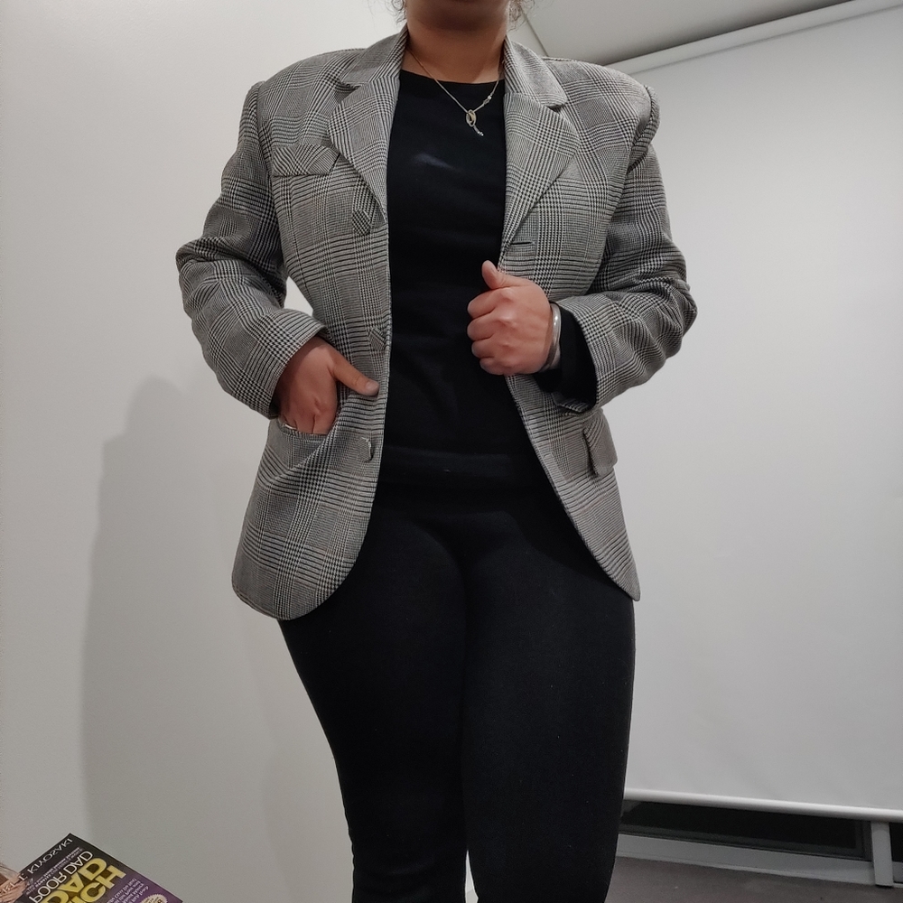 🍁Host PICK🍁VINTAGE Houndstooth 80s blazer - Picture 8 of 9